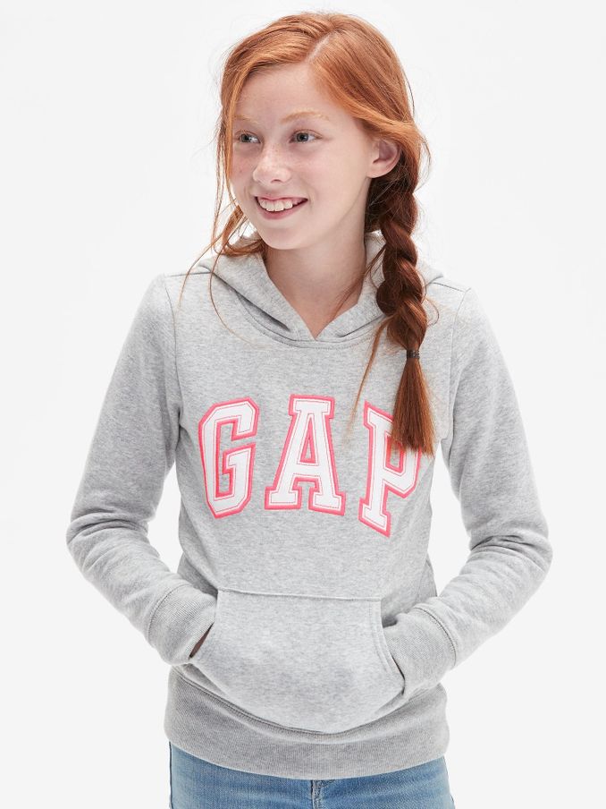 Grey/Pink Logo Hoodie (4-13yrs) (Q18284) | £20