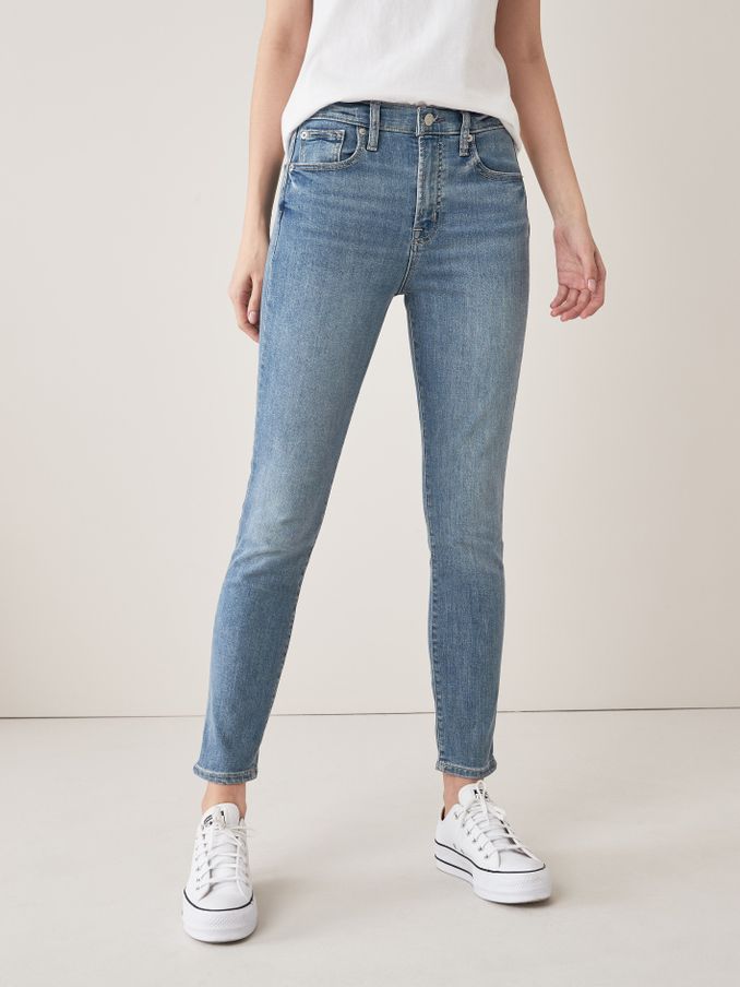 Light Indigo Blue High Waisted Stretch True Skinny Jeans (Q18563) | £45