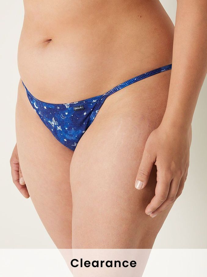 Beaming Blue Constellation Print High Leg String Bikini Knickers (Q19418) | £3