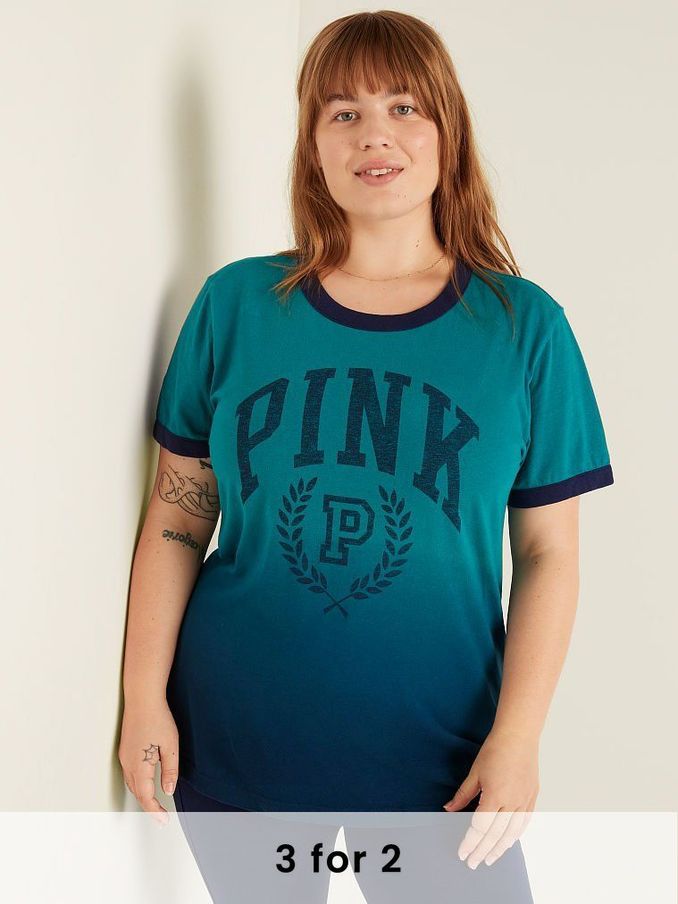 Deep Lake Dip Dye Campus Ringer Tee (Q19423) | £10