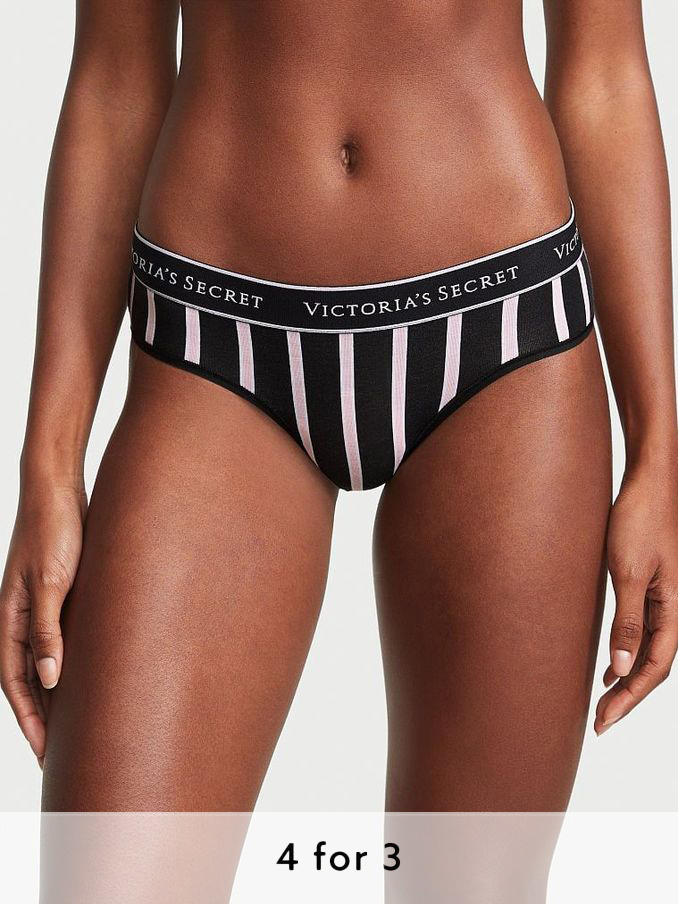 Black Small Classic Stripe Logo Hipster Knickers (Q19687) | £4