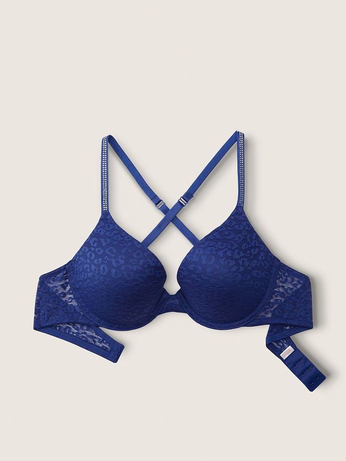 Beaming Blue Lace Push Up T-Shirt Bra (Q19833) | £10