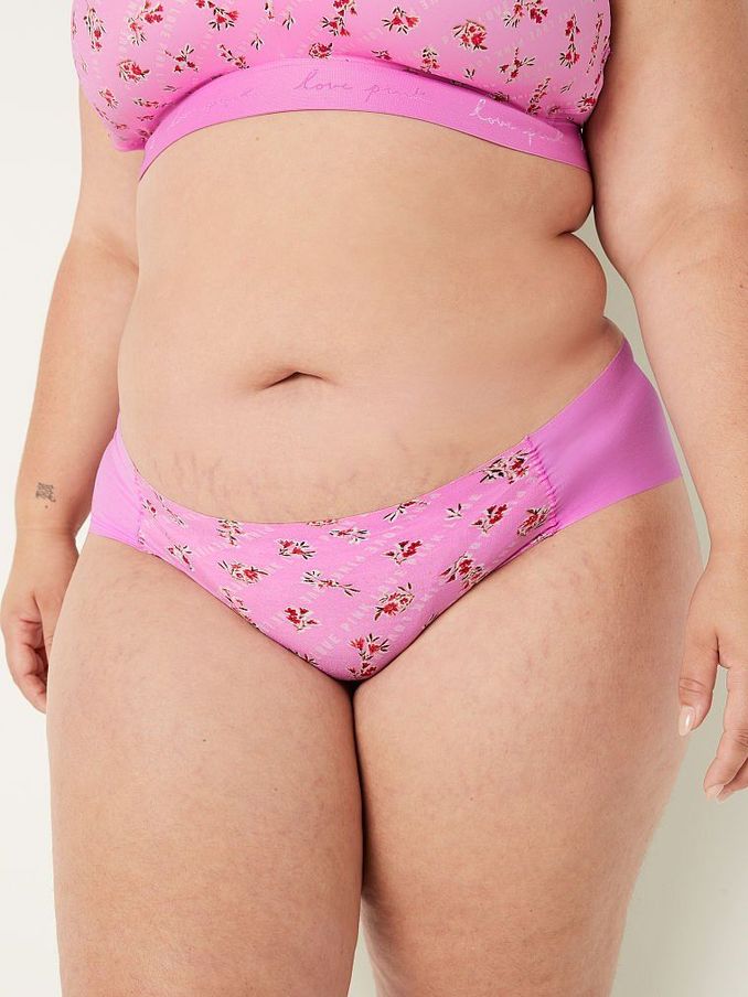 Pink Bloom Floral Logo No Show Hipster Knickers (Q19892) | £3