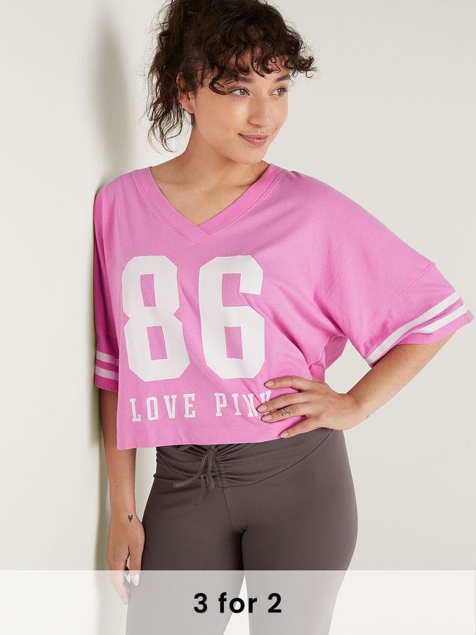 Pink Bloom Cotton Oversized Crop Top (Q20413) | £10