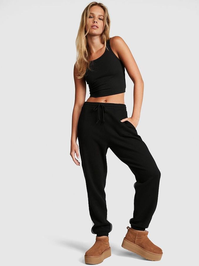 Pure Black Fleece Cuffed Jogger (Q22664) | £22