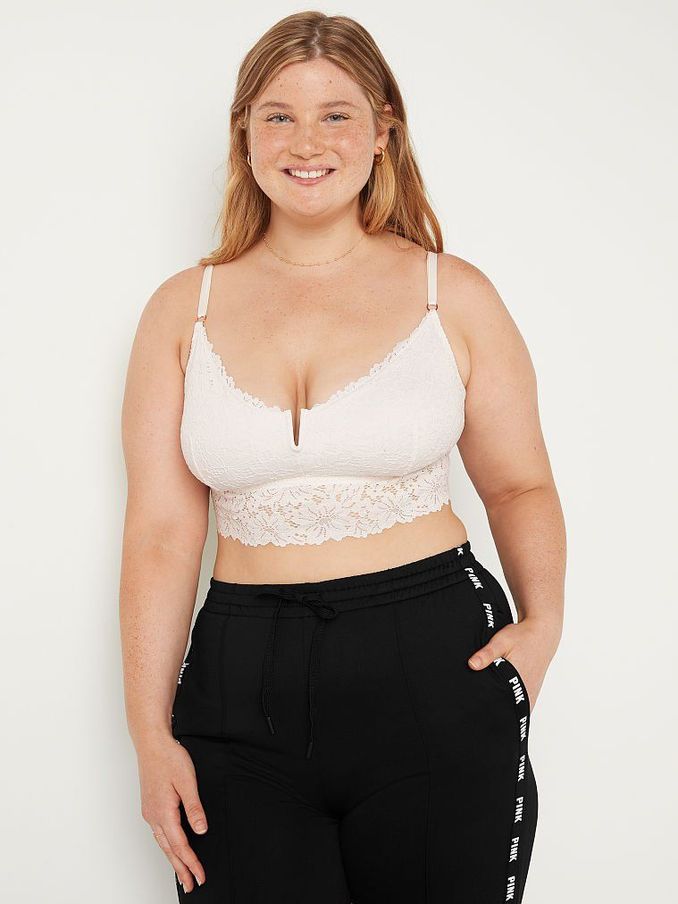 Coconut White Lace Longline Bralette (Q23080) | £7