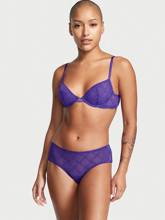 Purple Unlined Logo Mesh Low Cut Demi Bra (Q24341) | £10