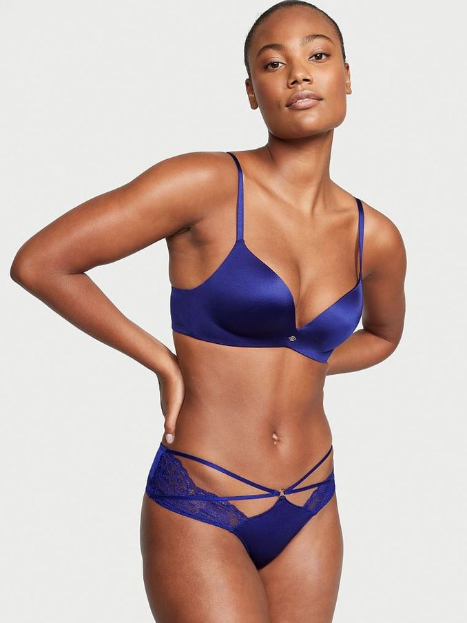 Night Ocean Blue Lace Cheeky Knickers (Q24509) | £6