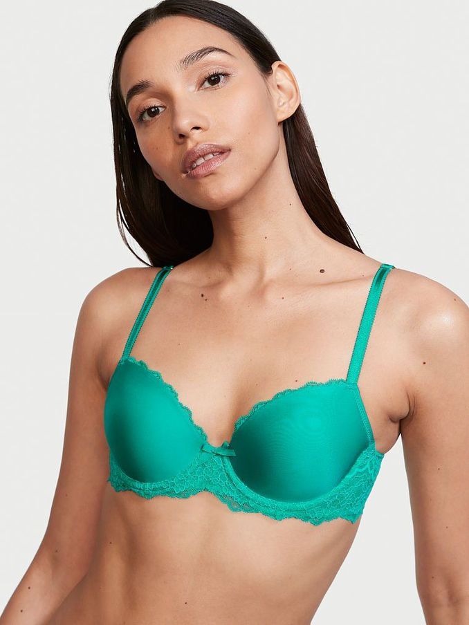 Capri Sea Blue Smooth Lace Wing Lightly Lined Demi Bra (Q24602) | £15