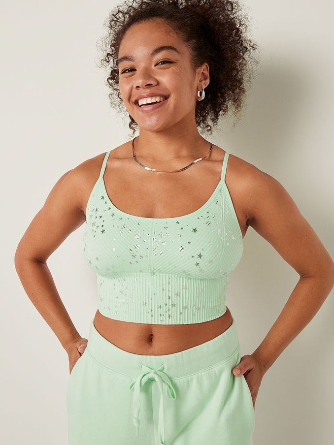 Spring Rain Green Seamless Lightly Lined Low Impact Sports Bra (Q25345) | £13