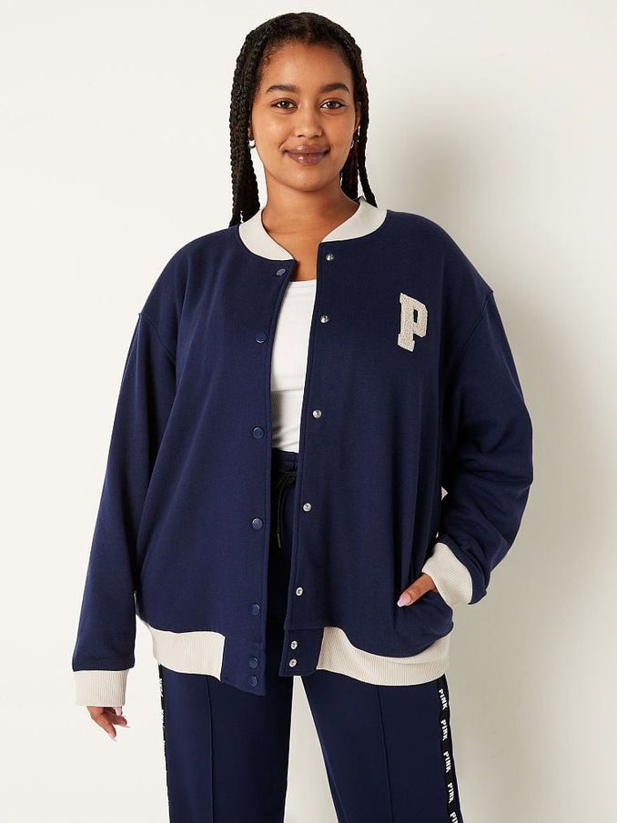 Blue Varsity Fleece Jacket (Q25348) | £34
