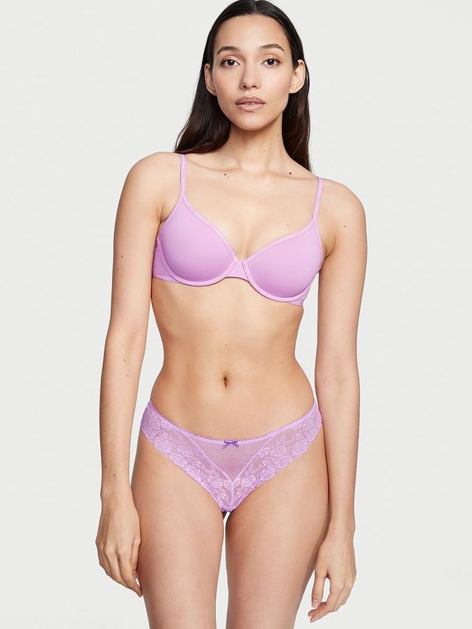 Petal Purple Lace Thong Knickers (Q25491) | £3