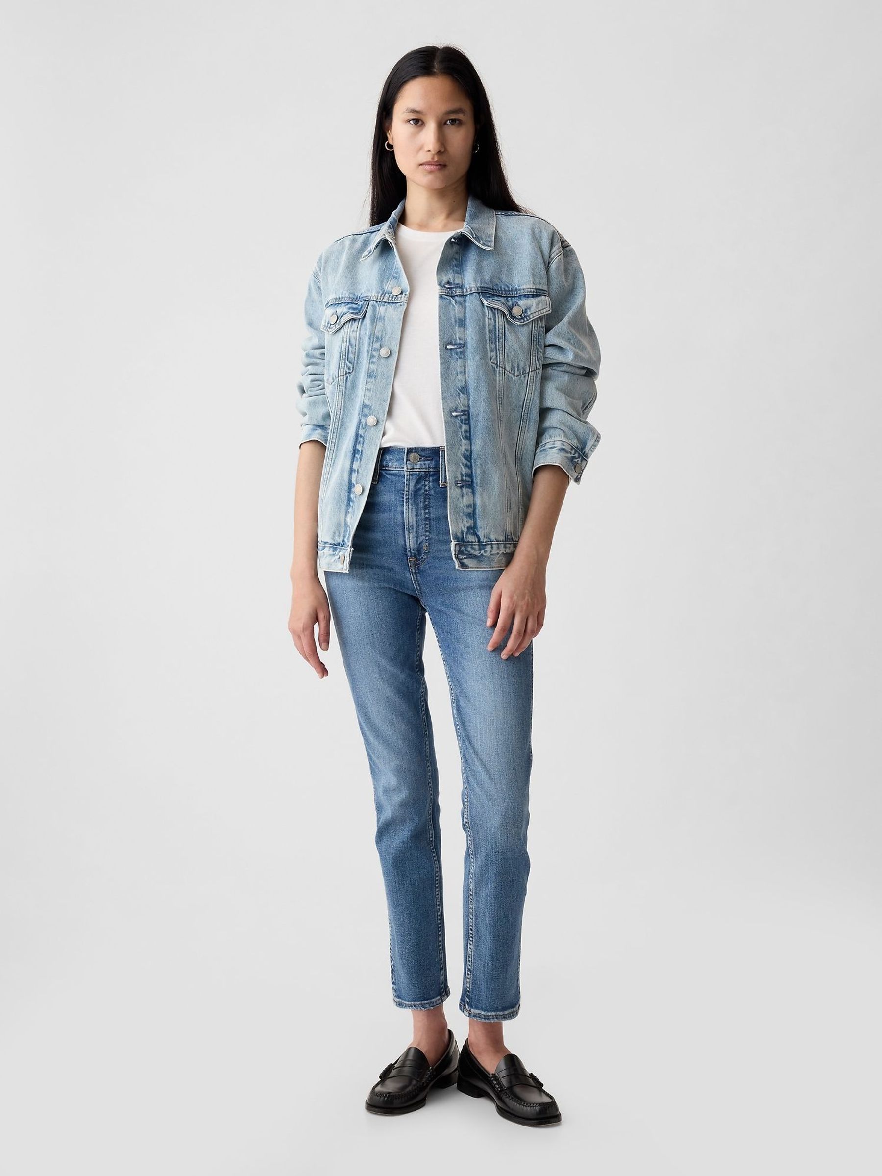 Mid Blue High Waisted  Stretch Ankle Length Vintage Slim Jeans (Q25519) | £60