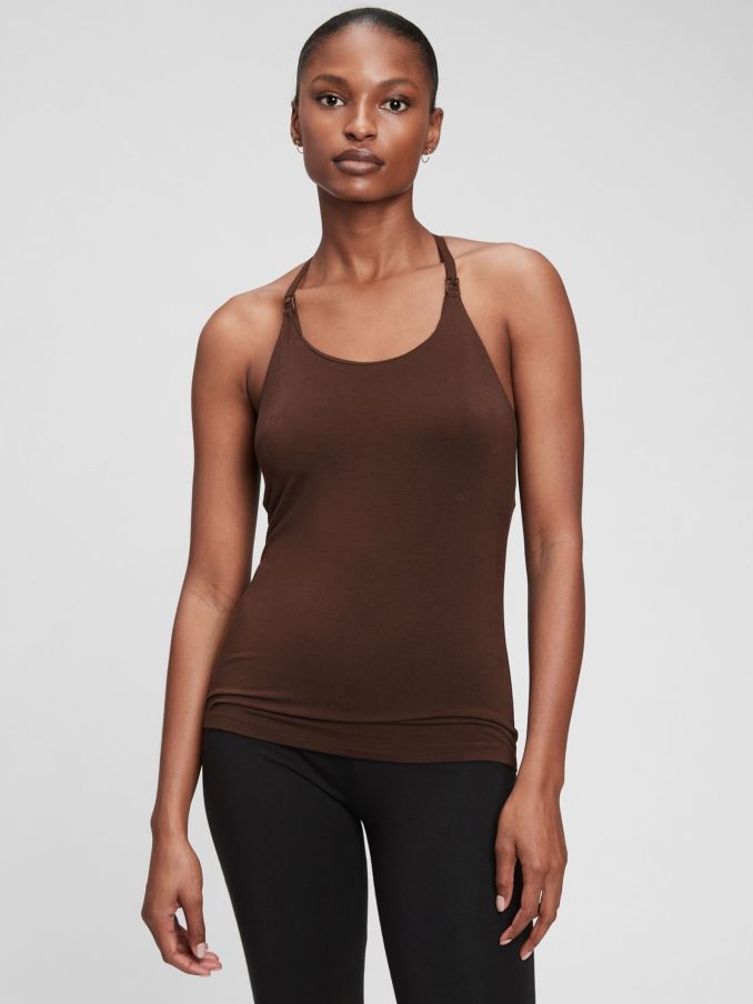 Brown Maternity Nursing Halterneck Cami Top (Q25718) | £10