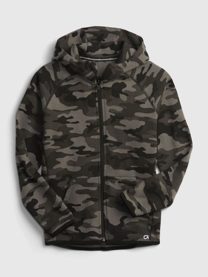 Green Camo Fit Tech Performance Hoodie (Q25808) | £14