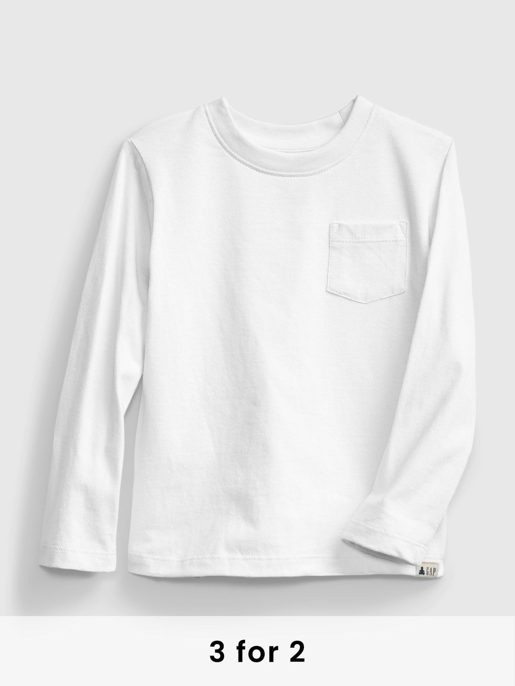 White Long Sleeve Crew Neck Pocket T-Shirt (12mths-5yrs) (Q25835) | £10