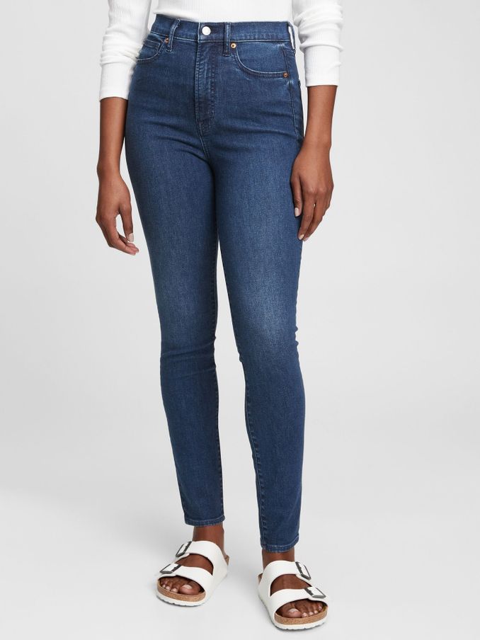 Dark Wash Blue High Waisted True Skinny Jeans (Q26009) | £22