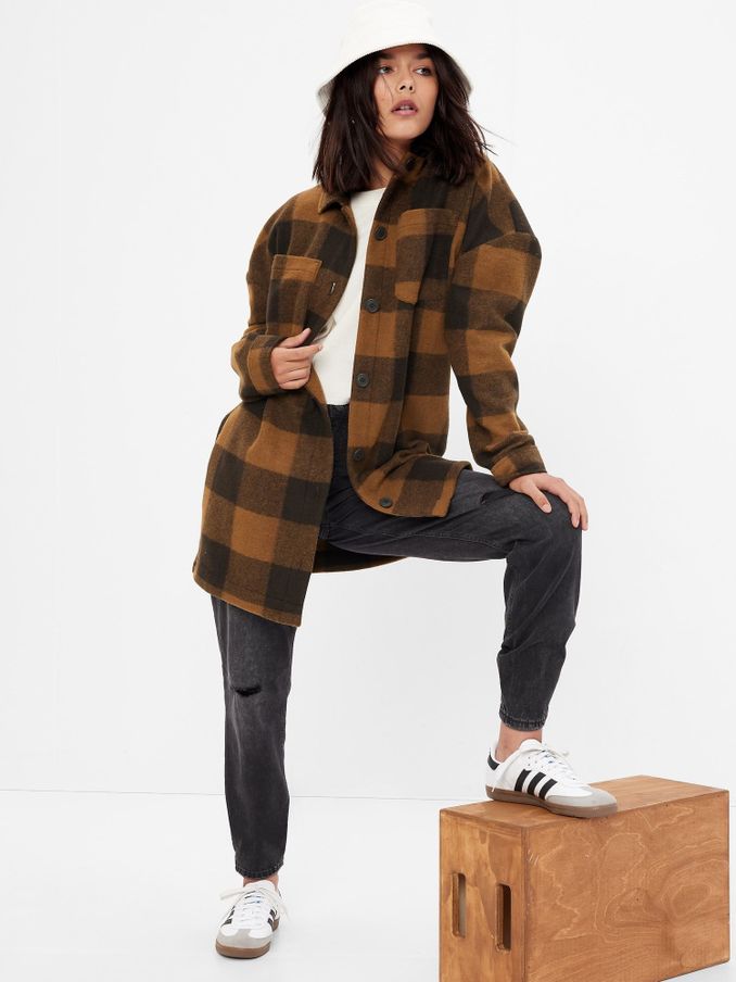 Brown Check Shacket (Q27175) | £12