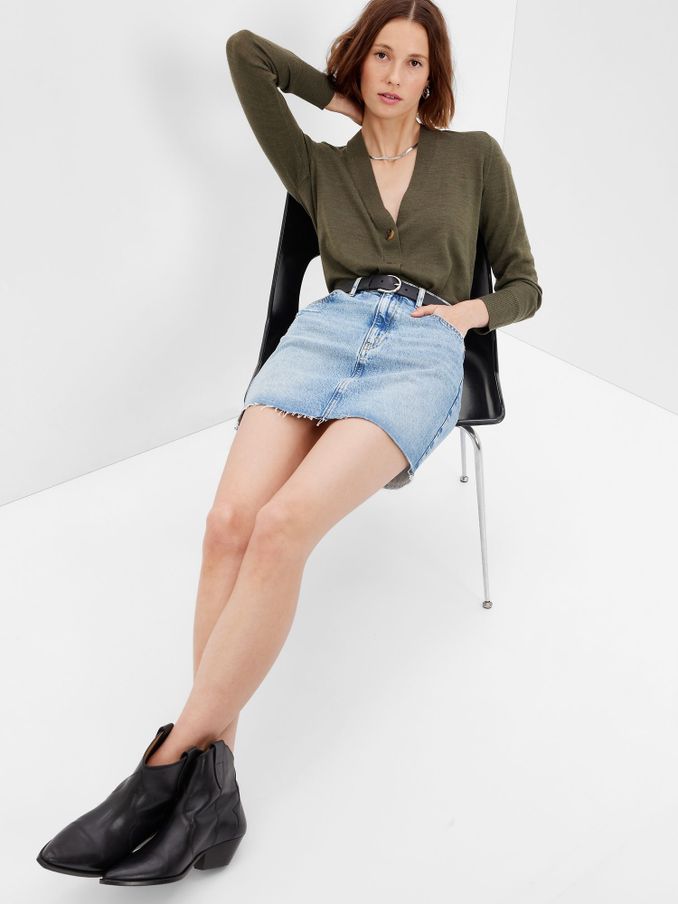 Green Merino Long Cardigan (Q27844) | £18