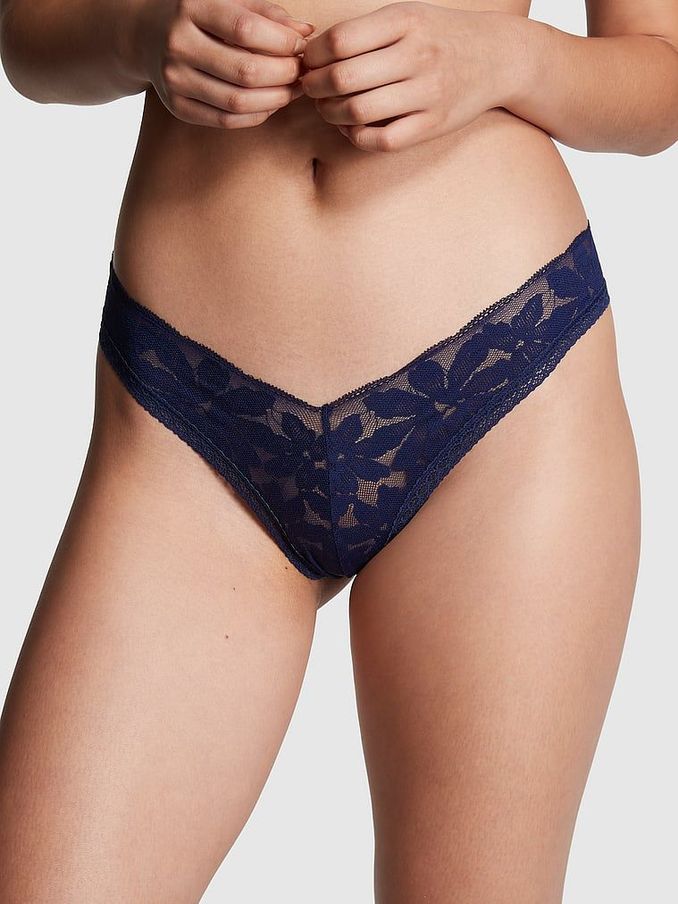 Midnight Navy Blue Lace Brazilian Knickers (Q28441) | £4