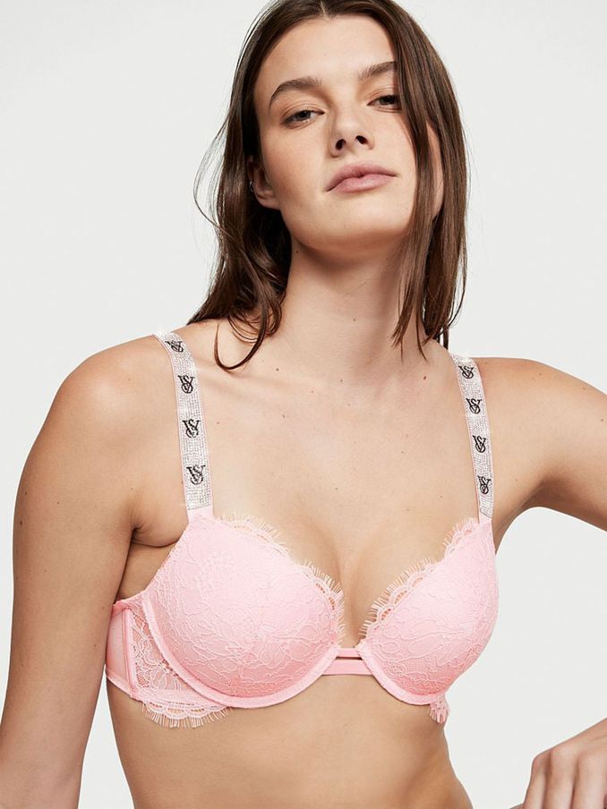 Pretty Blosson Pink Monogram Push Up Shine Strap Bra (Q28723) | £59