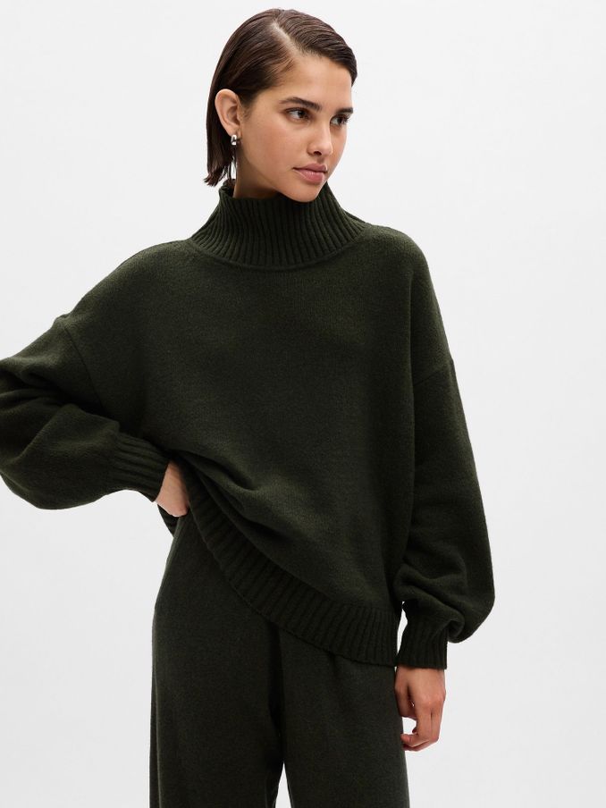 Green CashSoft Mock Neck Long Sleeve Jumper (Q29590) | £20