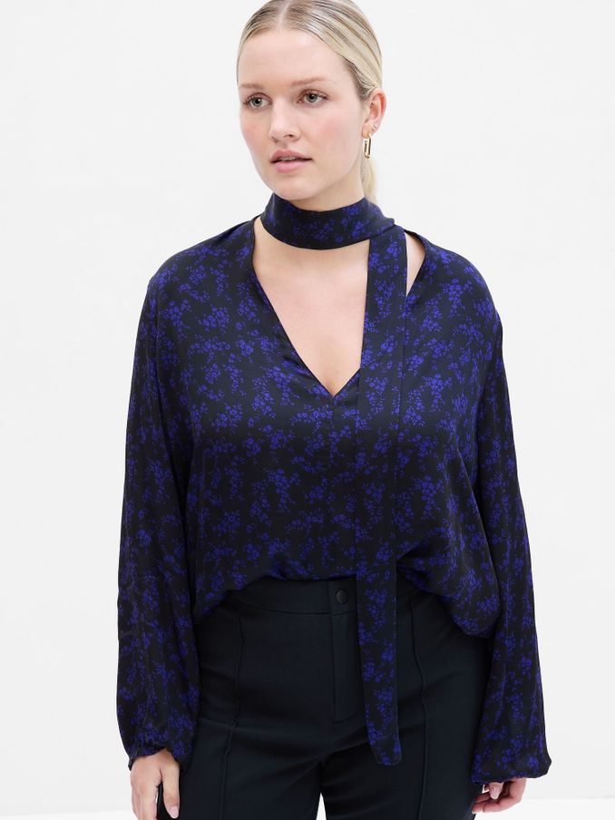 Blue Scarf Top (Q30212) | £4