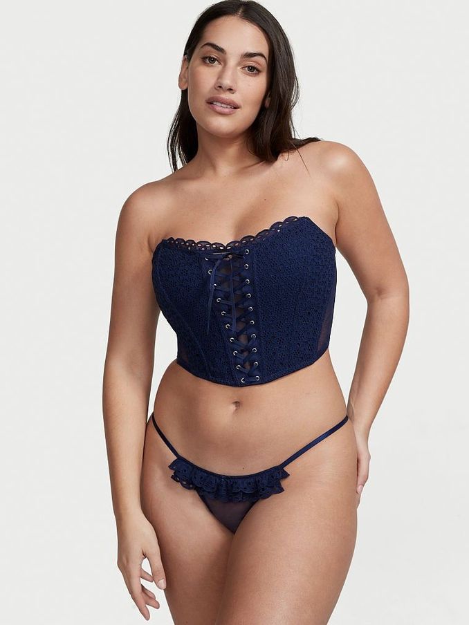 Ensign Navy Blue Bikini Broderie Knickers (Q32007) | £10