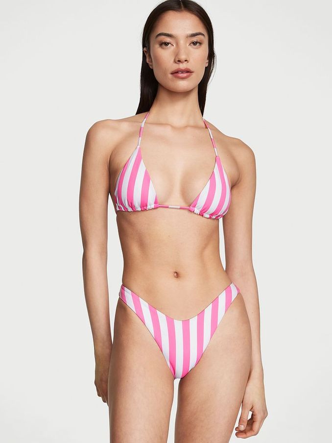 Pink Cabana Stripe Triangle Swim Bikini Top (Q32409) | £12