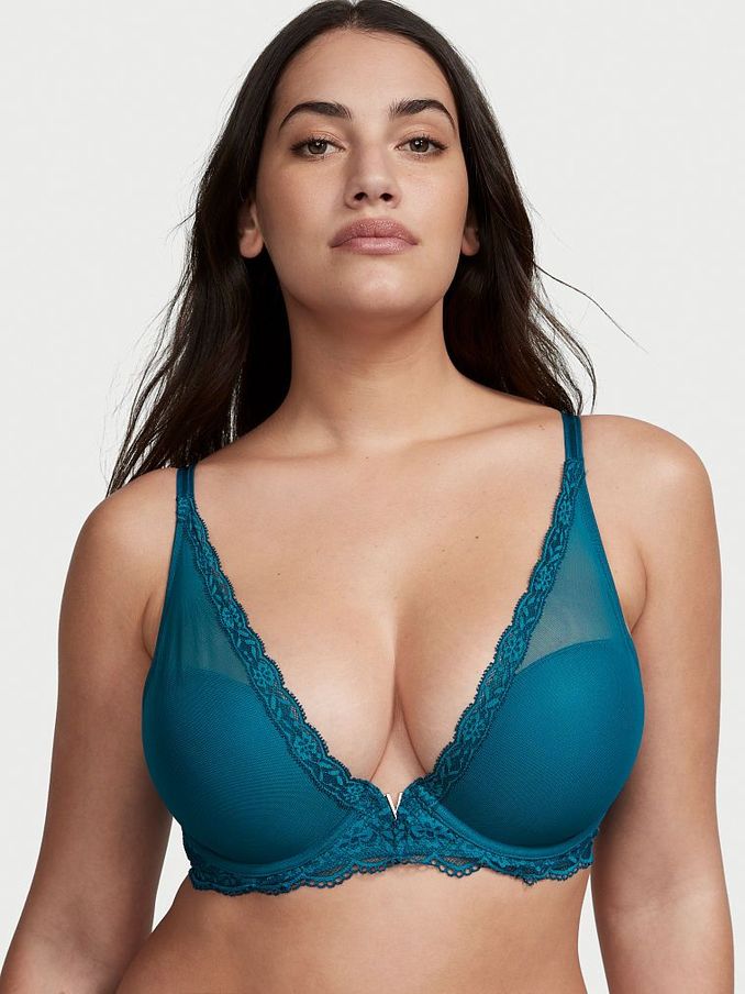 Blue Sapphire Mesh Half Pad Plunge Bra (Q32500) | £22
