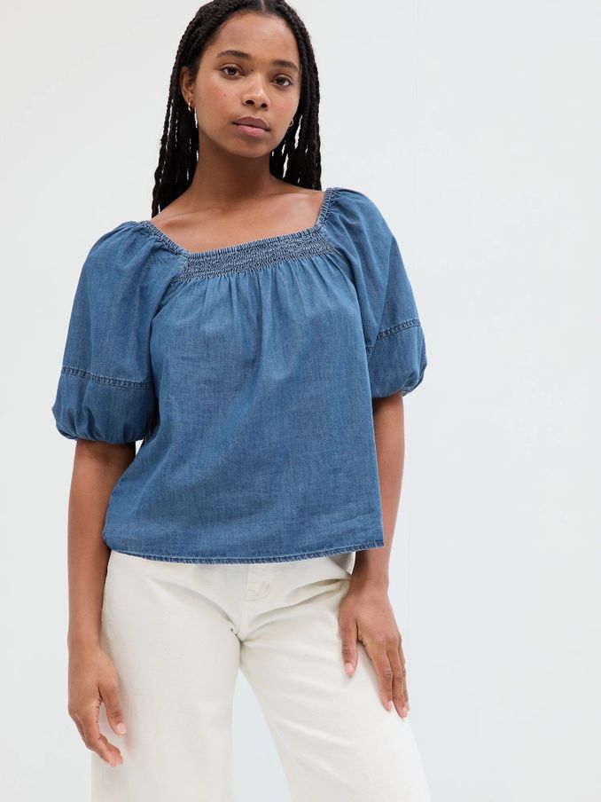 Blue Denim Squareneck Top (Q34663) | £20