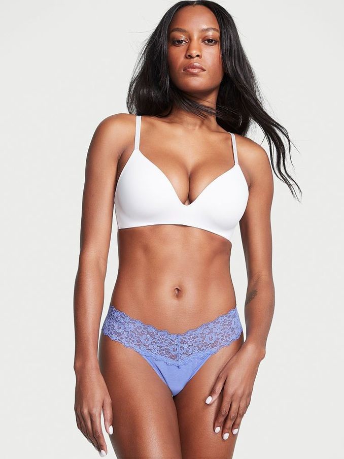 Blue Verywinkle Lace Waist Thong Knickers (Q34972) | £4