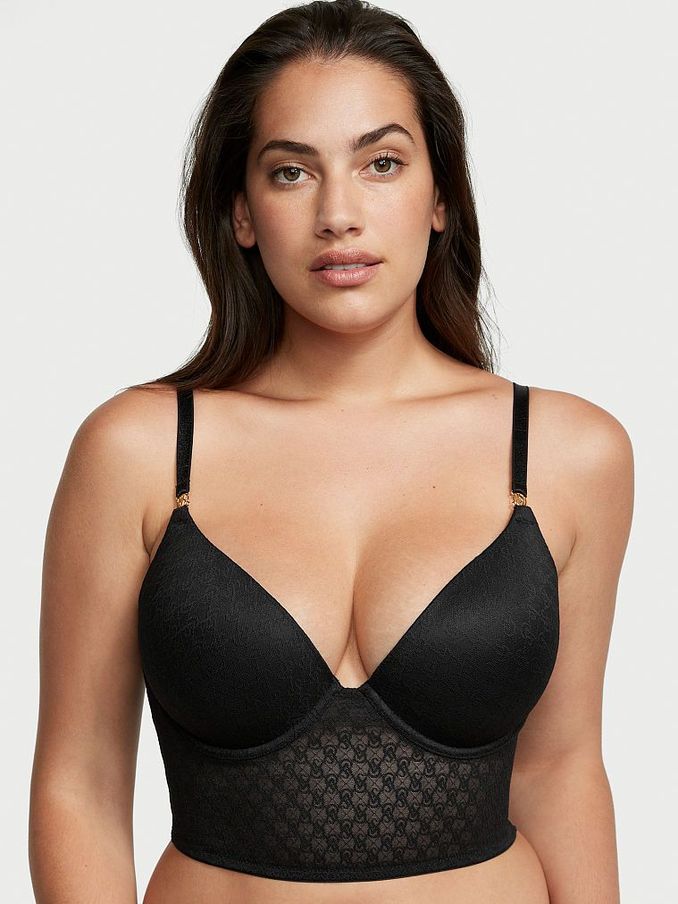 Black Lace Icon Logo Push Up Bra Top (Q35162) | £23