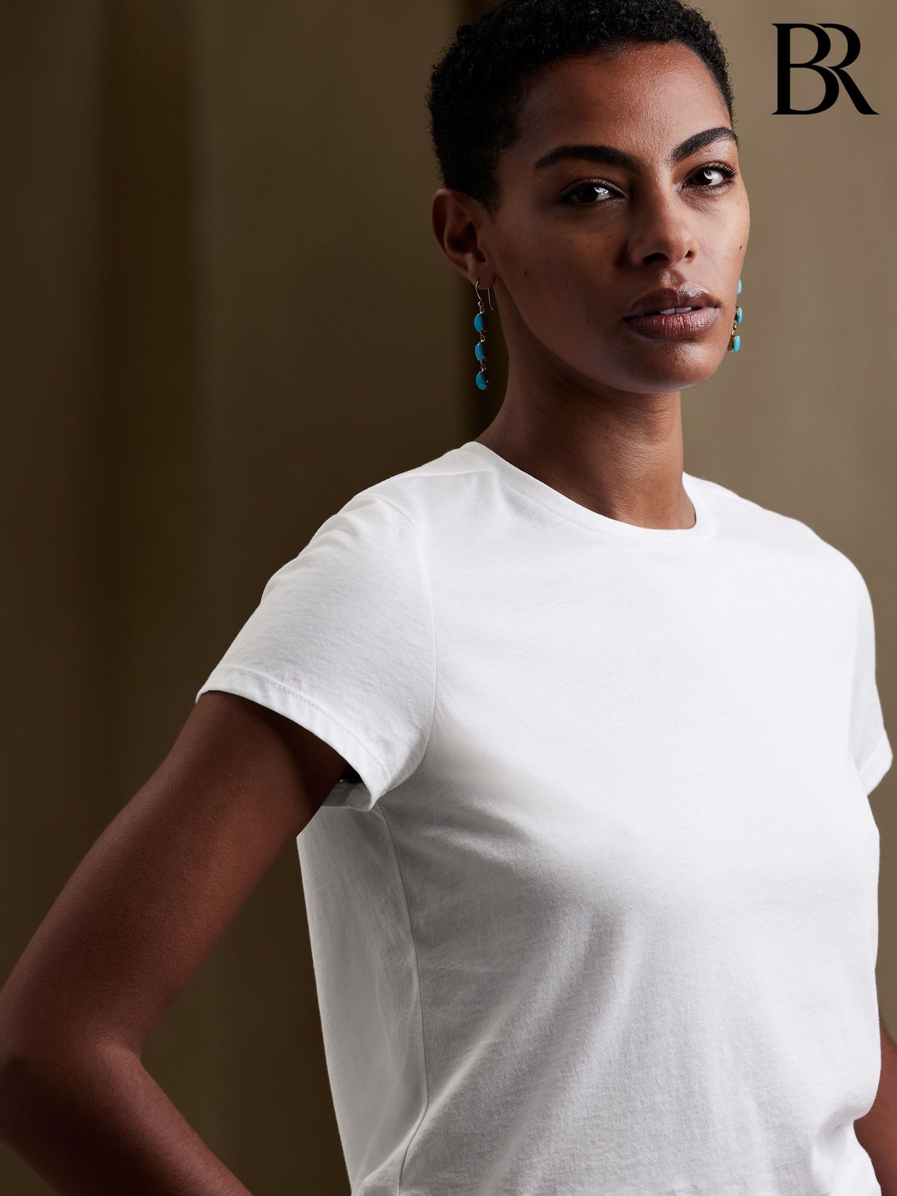 Banana Republic White Lightweight Crew-Neck T-Shirt (Q35228) | £30
