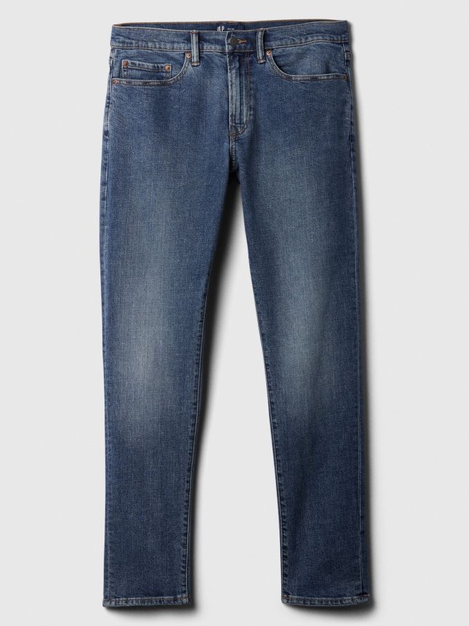 Mid Blue Slim Fit Comfort Stretch Tapered Jeans (Q35321) | £45