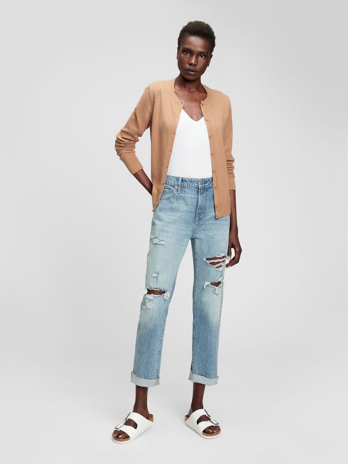 Brown Long Sleeve Crew Neck Cardigan (Q37268) | £15