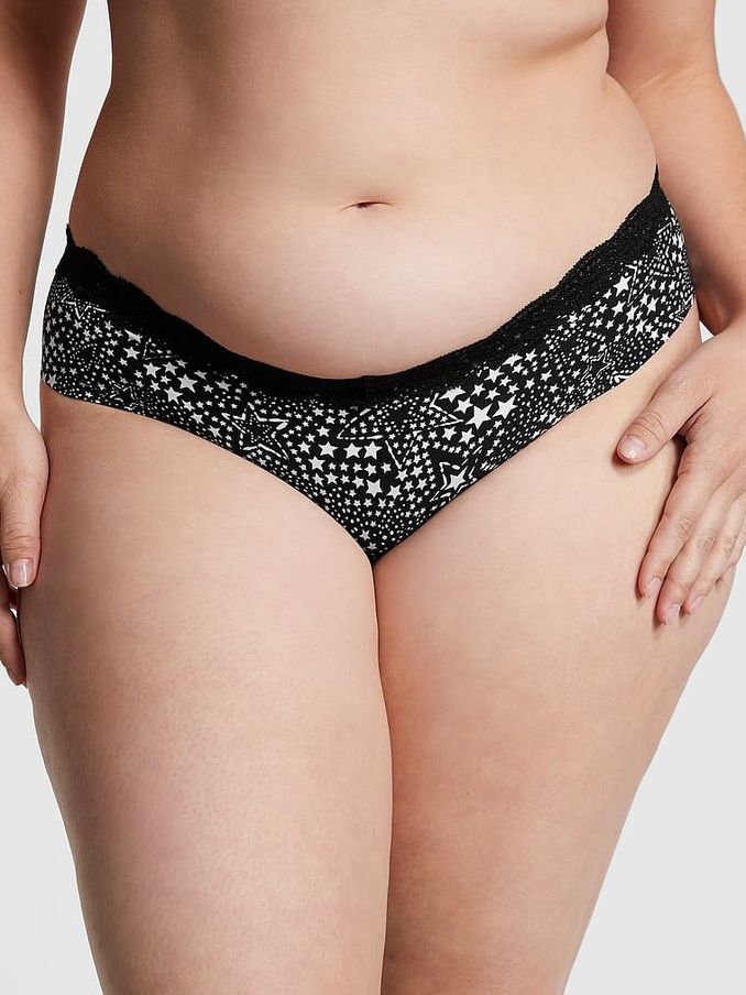 Pure Black Star Cheeky Lace Trim No Show Knickers (Q37693) | £4