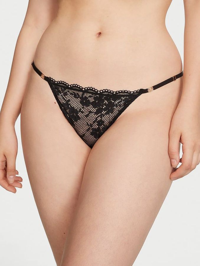 Black Lace Thong Knickers (Q37851) | £6