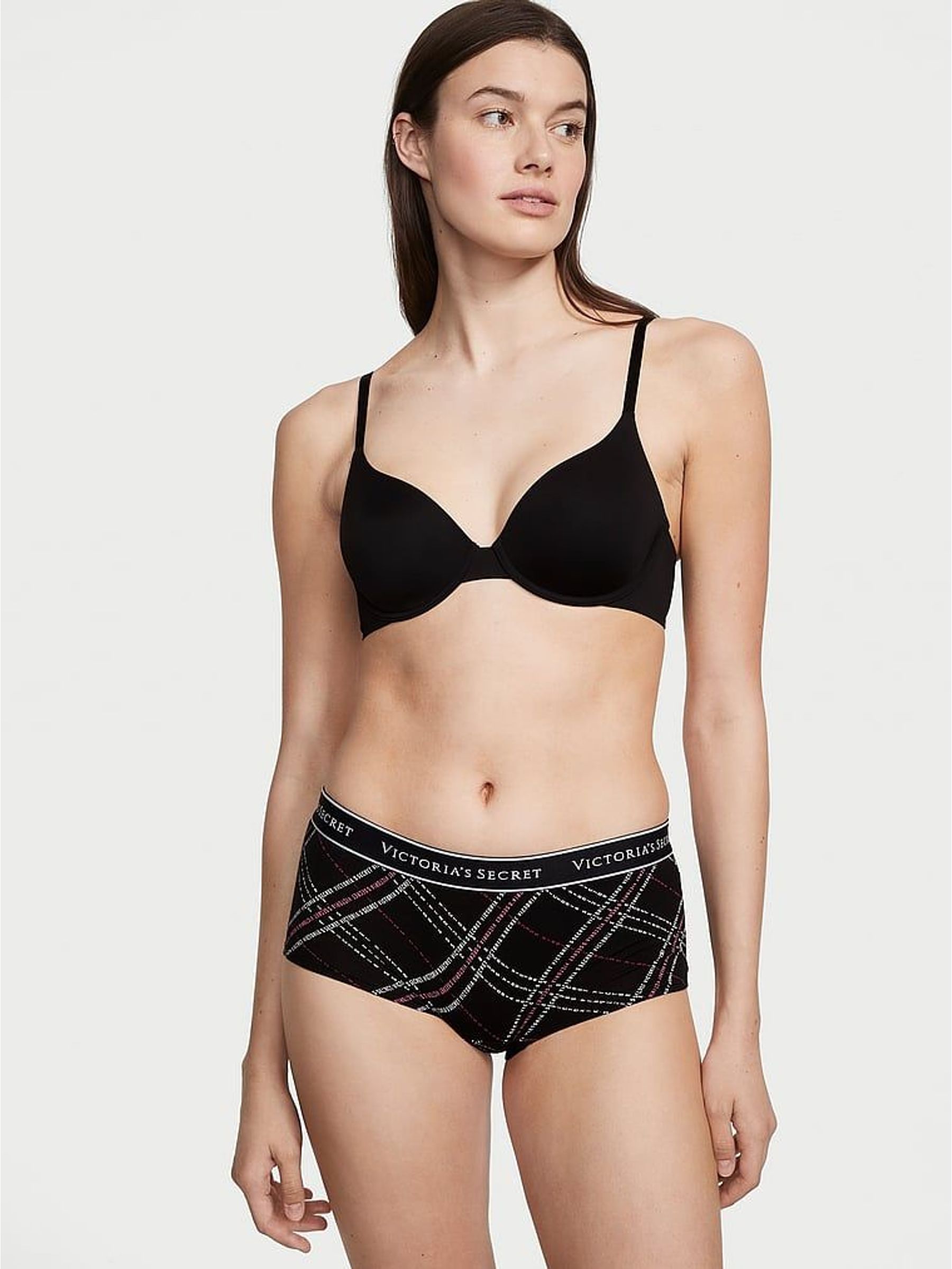 Black Logo Plaid Short Logo Knickers (Q38475) | £4