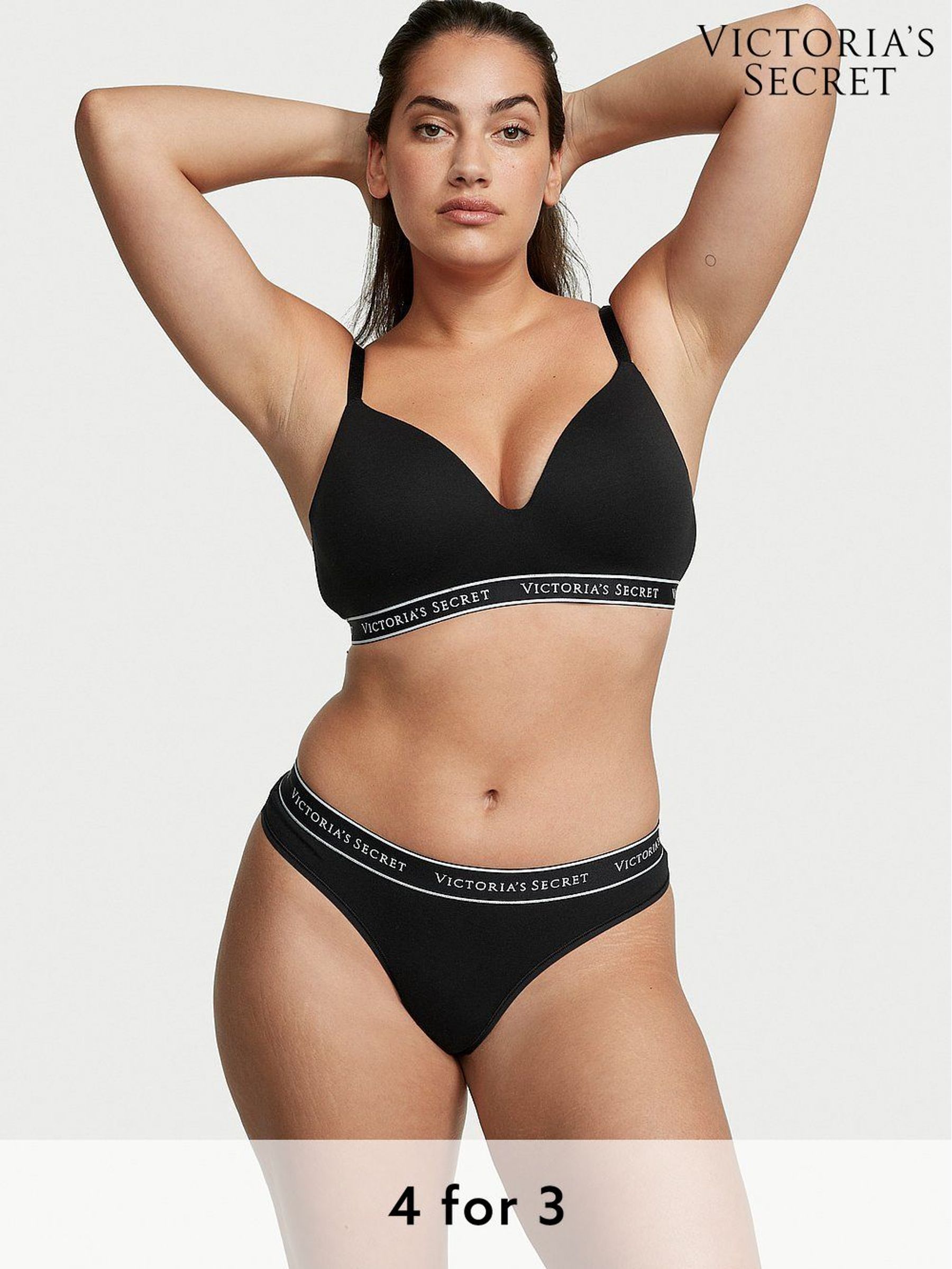 Black with Black Band Thong Knickers (Q40690) | £9