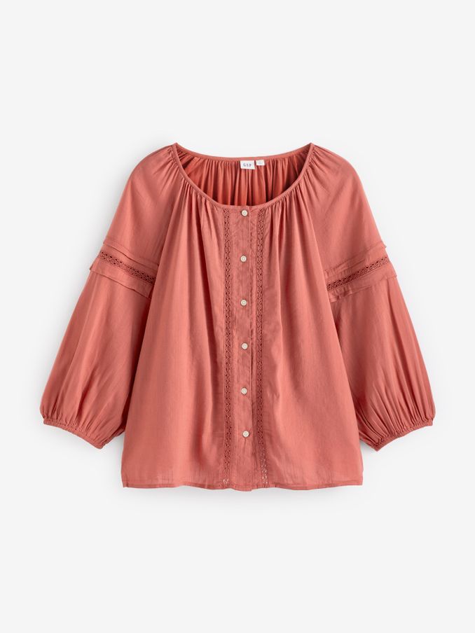 Red Puff Long Sleeve Crewneck Top (Q41176) | £17