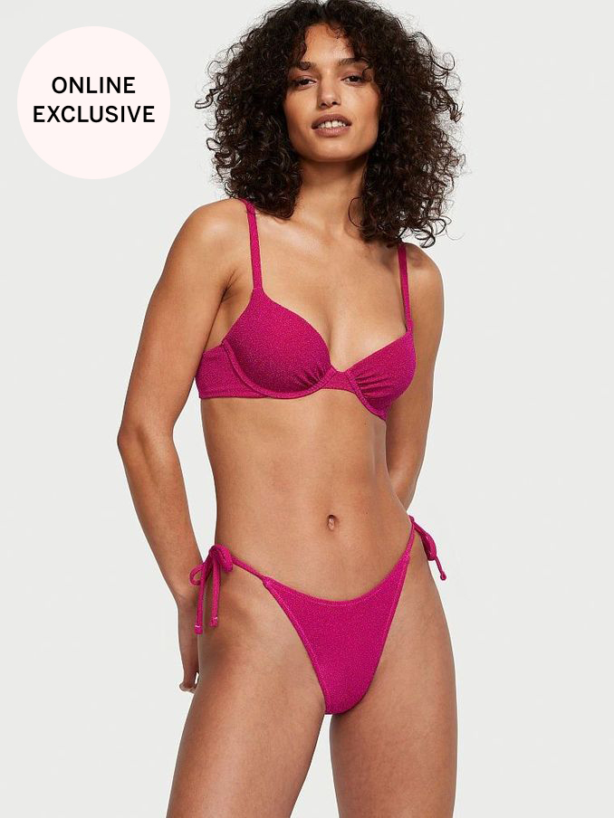 Forever Pink Brazilian Shimmer Swim Bikini Bottom (Q42132) | £12