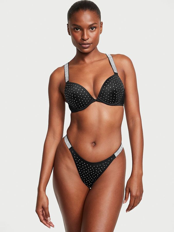 Nero Black Add 2 Cups Push Up Shine Strap Swim Bikini Top (Q42243) | £32