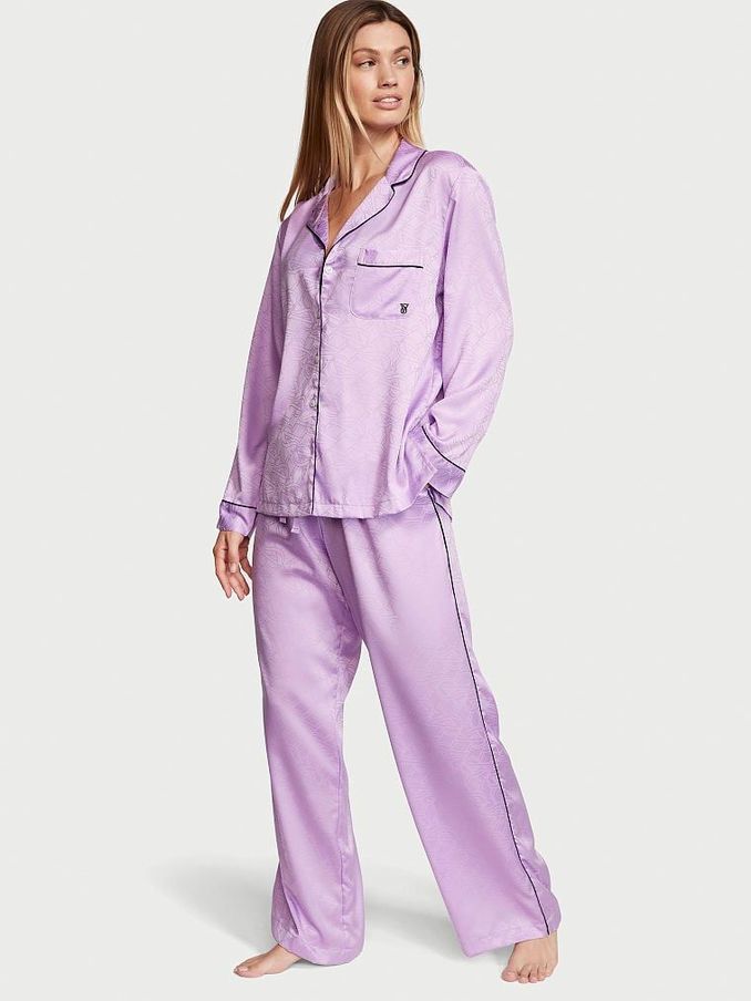 Unicorn Purple Satin Long Pyjamas (Q42247) | £34