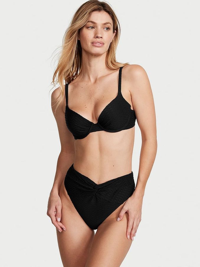 Black Fishnet High Leg Swim Bikini Bottom (Q42506) | £12