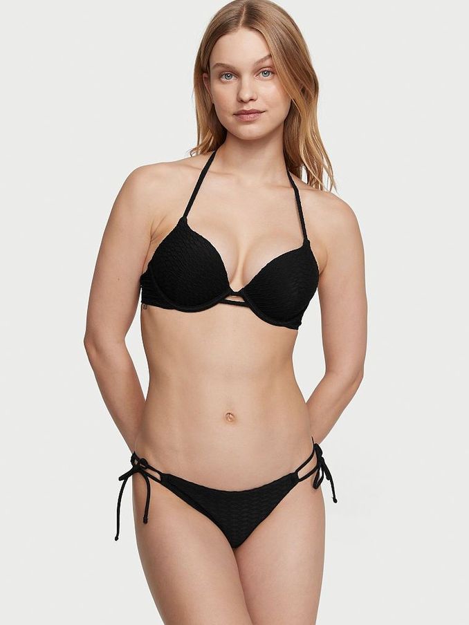 Black Fishnet Tie Side Swim Bikini Bottom (Q42508) | £12