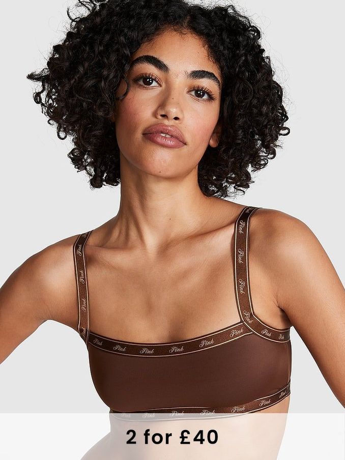 Nude Ganache Cotton Logo Bralette (Q43012) | £19