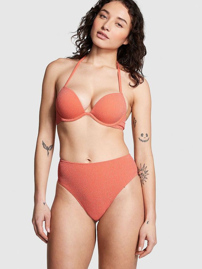 Deep Coral Orange High Waisted Bikini Bottom (Q43500) | £15