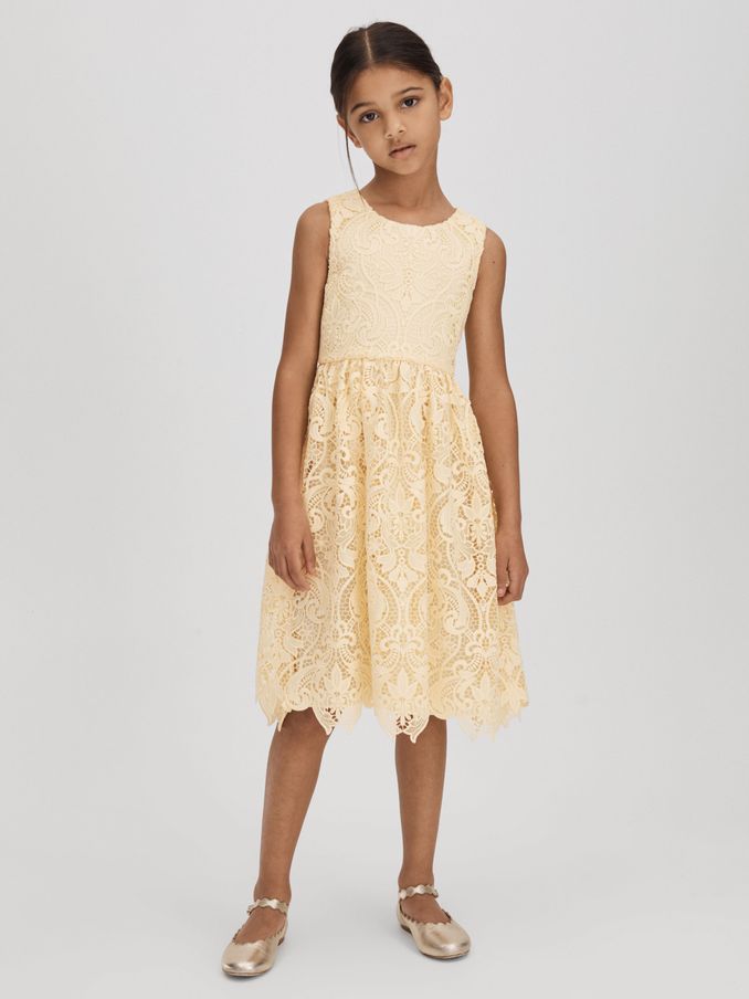 4-9 yrs Fit-and-Flare Lace Dress in Lemon (Q44789) | £30