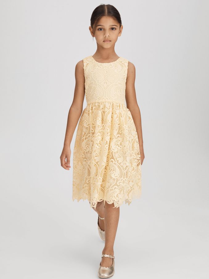 13-14 yrs Fit-and-Flare Lace Dress in Lemon (Q44791) | £35